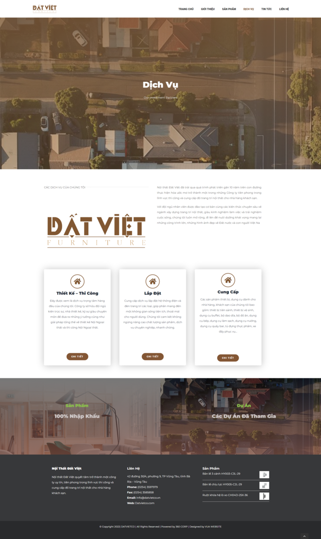 Thiết kế website Website Công Ty TNHH Nội Thất Đất Việt - Sản Phẩm - Dịch Vụ