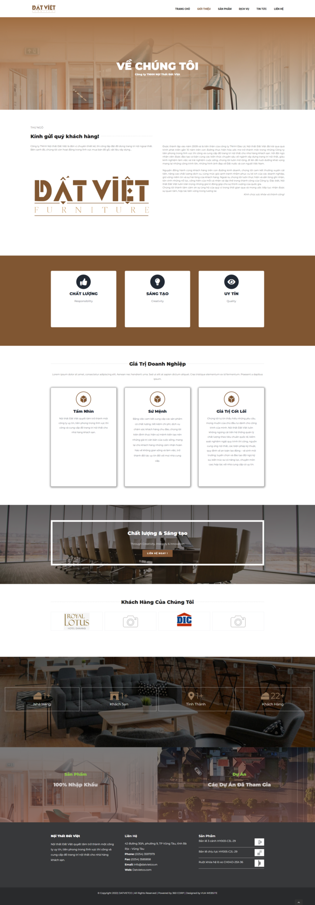 Thiết kế website Website Công Ty TNHH Nội Thất Đất Việt - Giới Thiệu