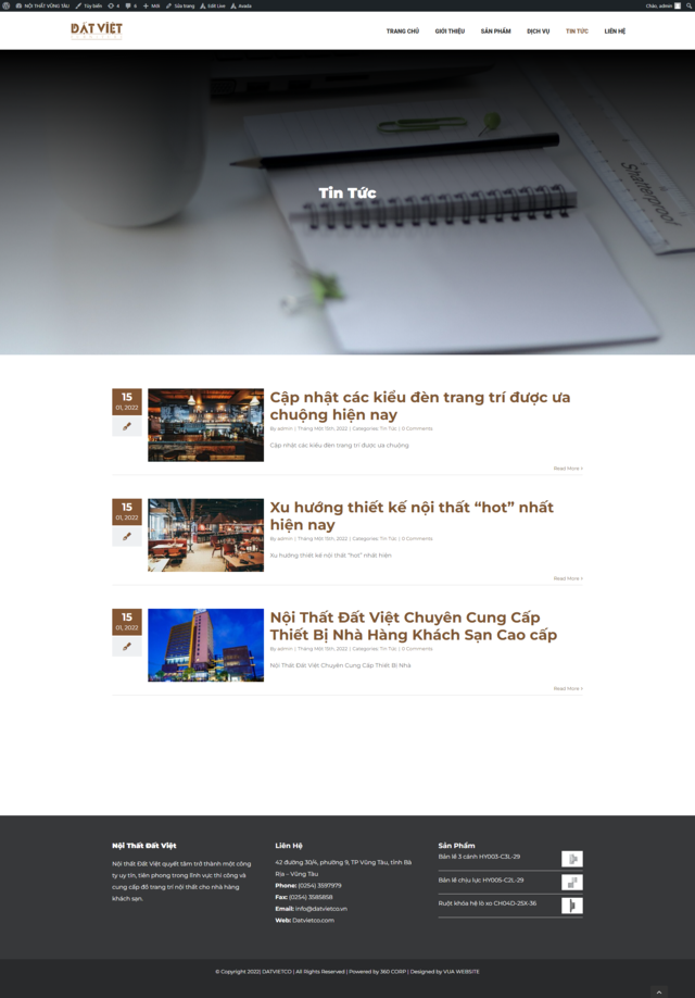 Thiết kế website Website Công Ty TNHH Nội Thất Đất Việt - Tin Tức