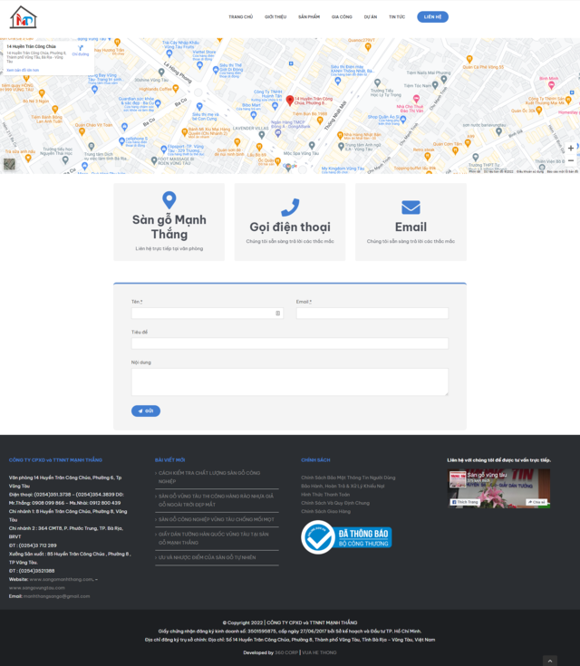 Thiết kế website Website Công Ty Cổ Phần Xây Dựng Nội Ngoại Thất Mạnh Thắng - Liên Hệ
