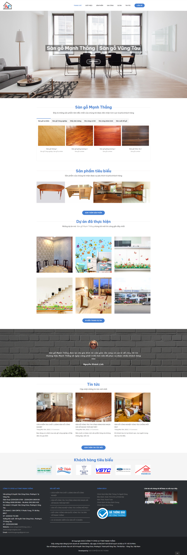 Thiết kế website Website Công Ty Cổ Phần Xây Dựng Nội Ngoại Thất Mạnh Thắng - Trang Chủ
