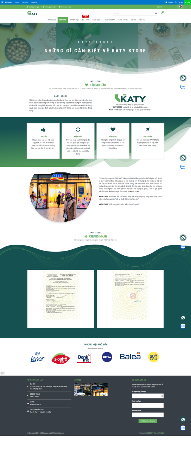 Thiết kế website Công Ty TNHH Thương Mại Dịch Vụ Kỹ Thuật KATY STORE - Giới Thiệu