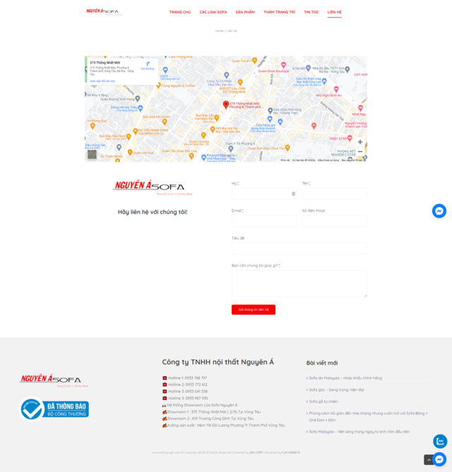Thiết kế website Nội Thất Nguyên Á - Liên Hệ