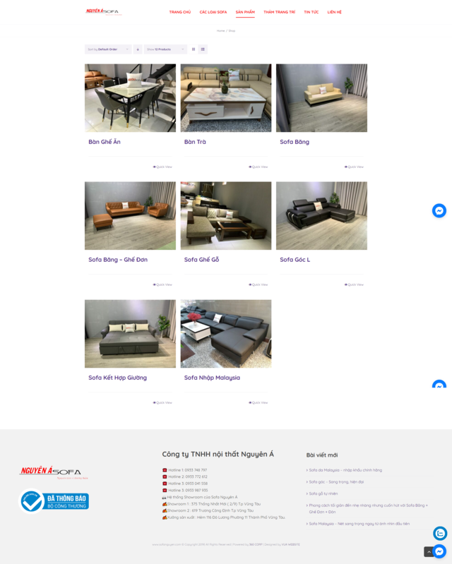 Thiết kế website Nội Thất Nguyên Á - Sản Phẩm