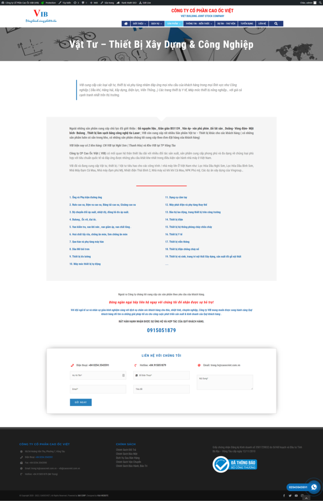 Thiết kế website Cao Ốc Việt VIB - Vật Tư