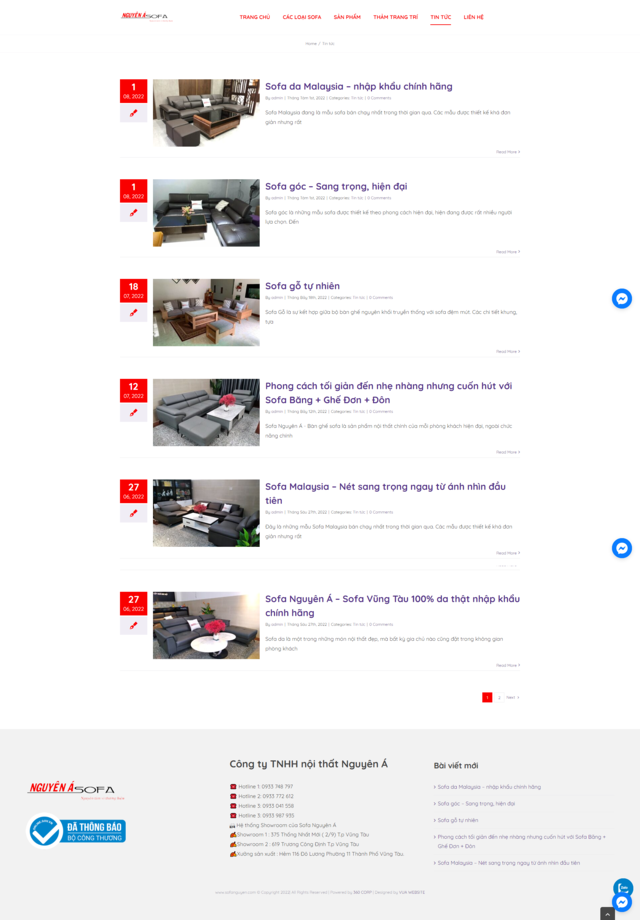 Thiết kế website Nội Thất Nguyên Á - Tin Tức