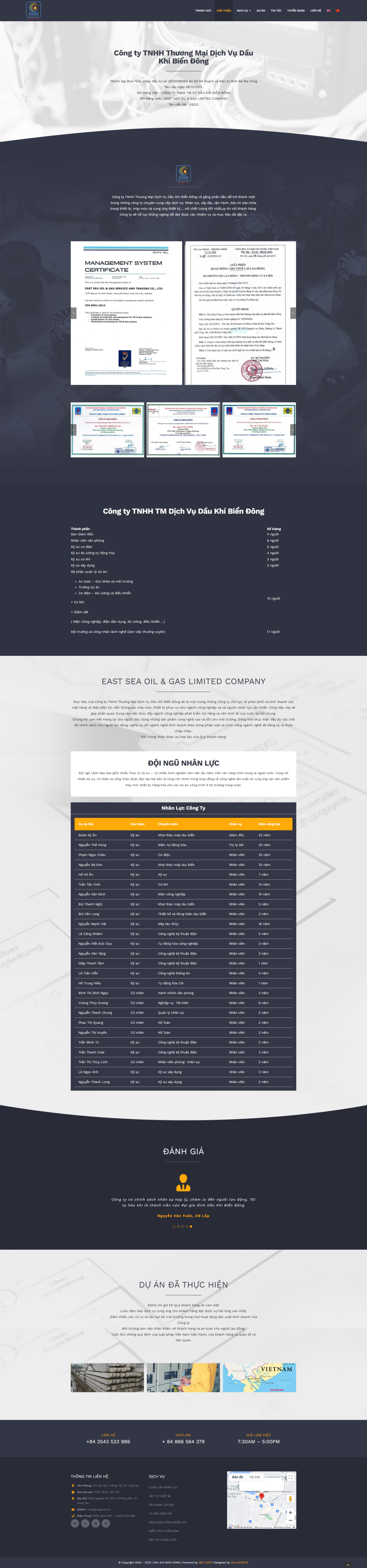Thiết kế website dầu khí biển đông - Giới thiệu
